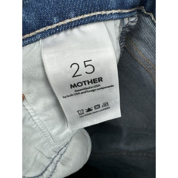 Mother Cotton Blue The Tomcat High Rise Layover Straight Leg Jeans B1828 - Picture 6 of 7